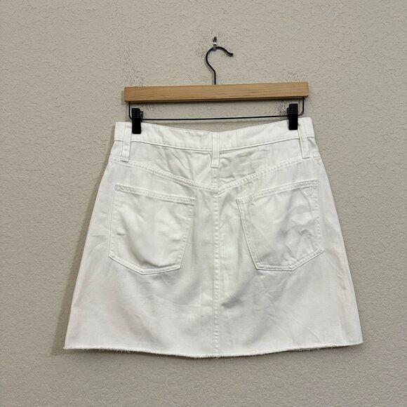 MADEWELL A-Line Rigid Denim Mini Skirt Button-Fly in White - Picture 6 of 12